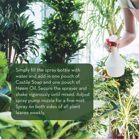 Emily's Neem Oil spray on leaves shows even coverage