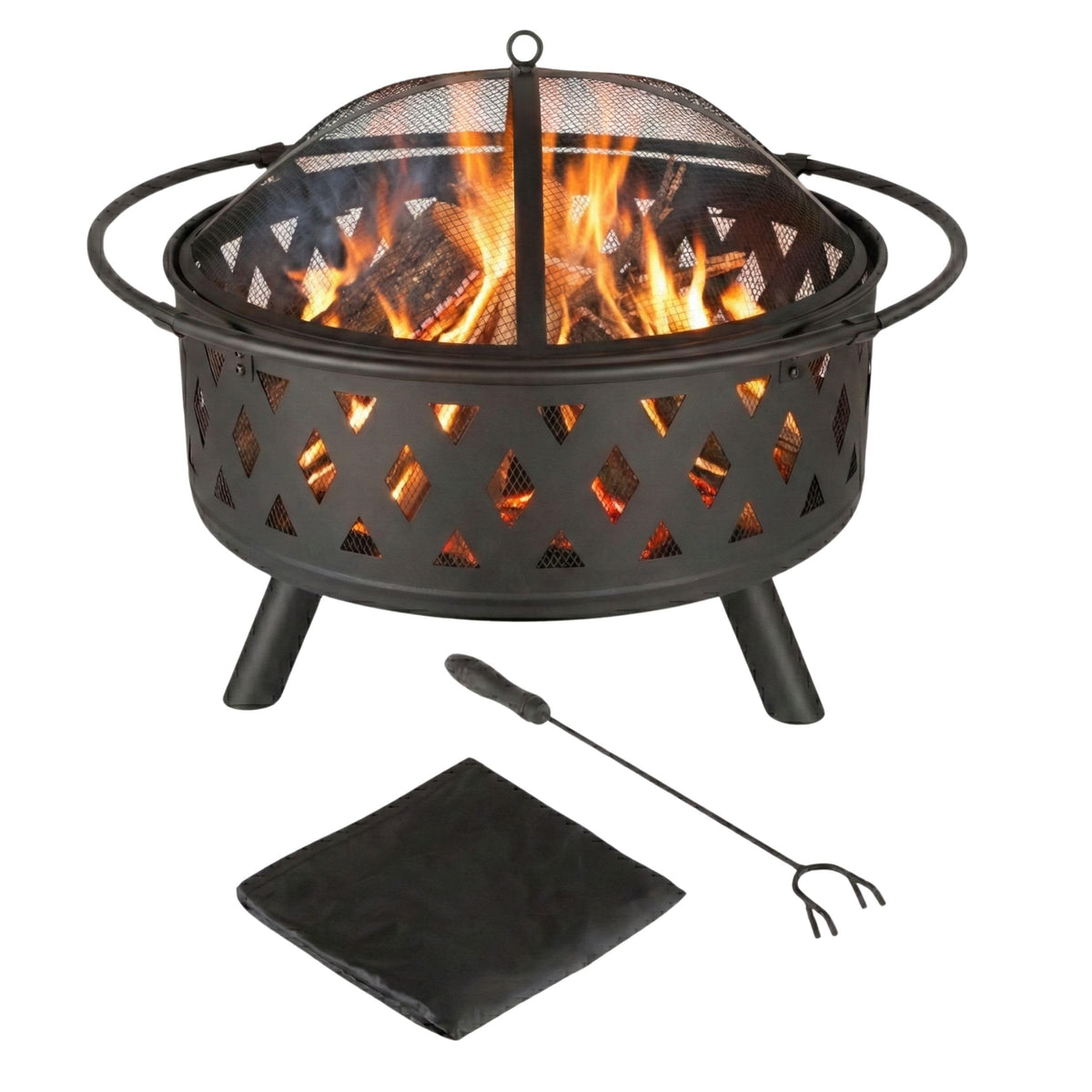 Pure Garden 32-inch fire pit bowl emits a warm glow for outdoor gatherings