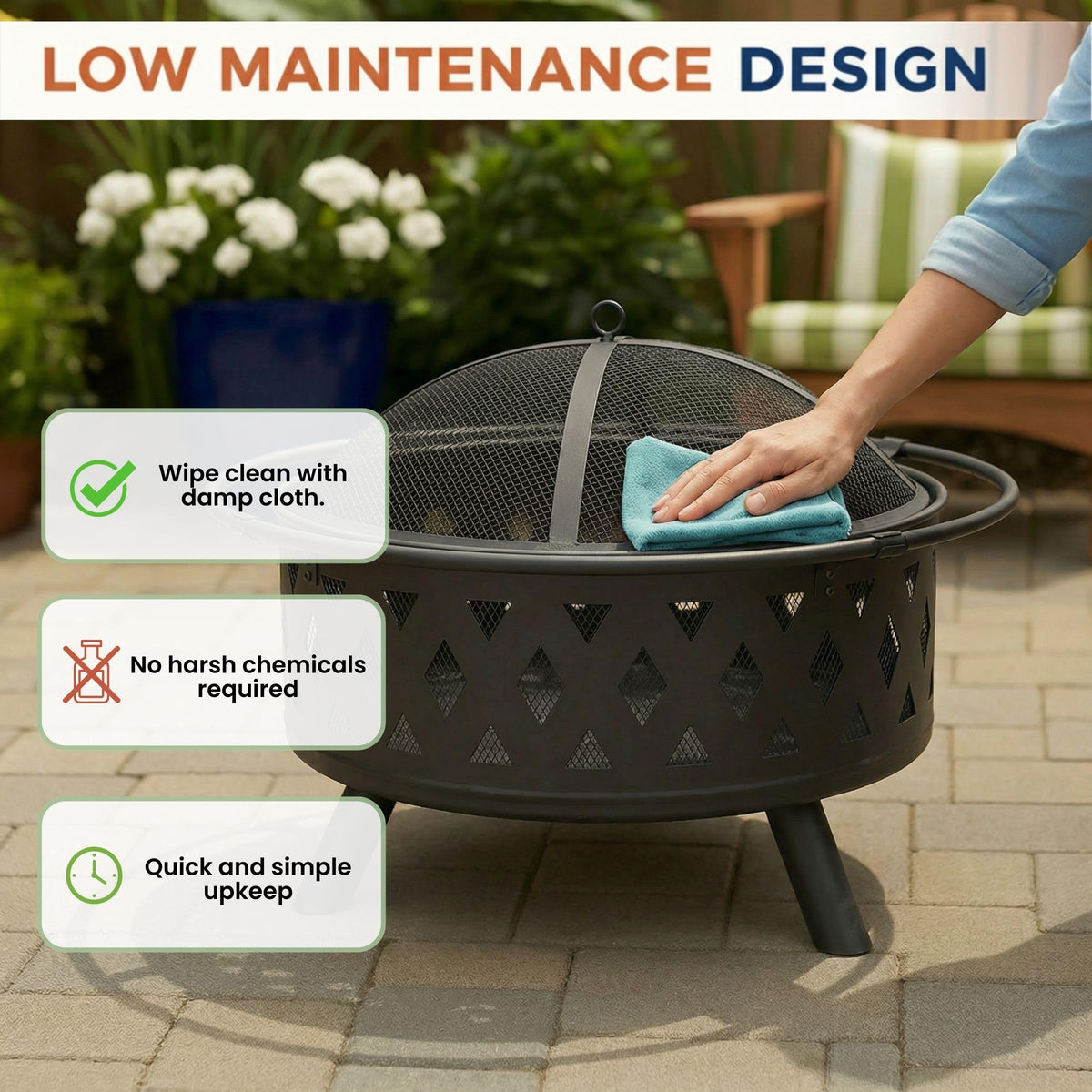Pure Garden cross-weave pattern adds decorative outdoor style