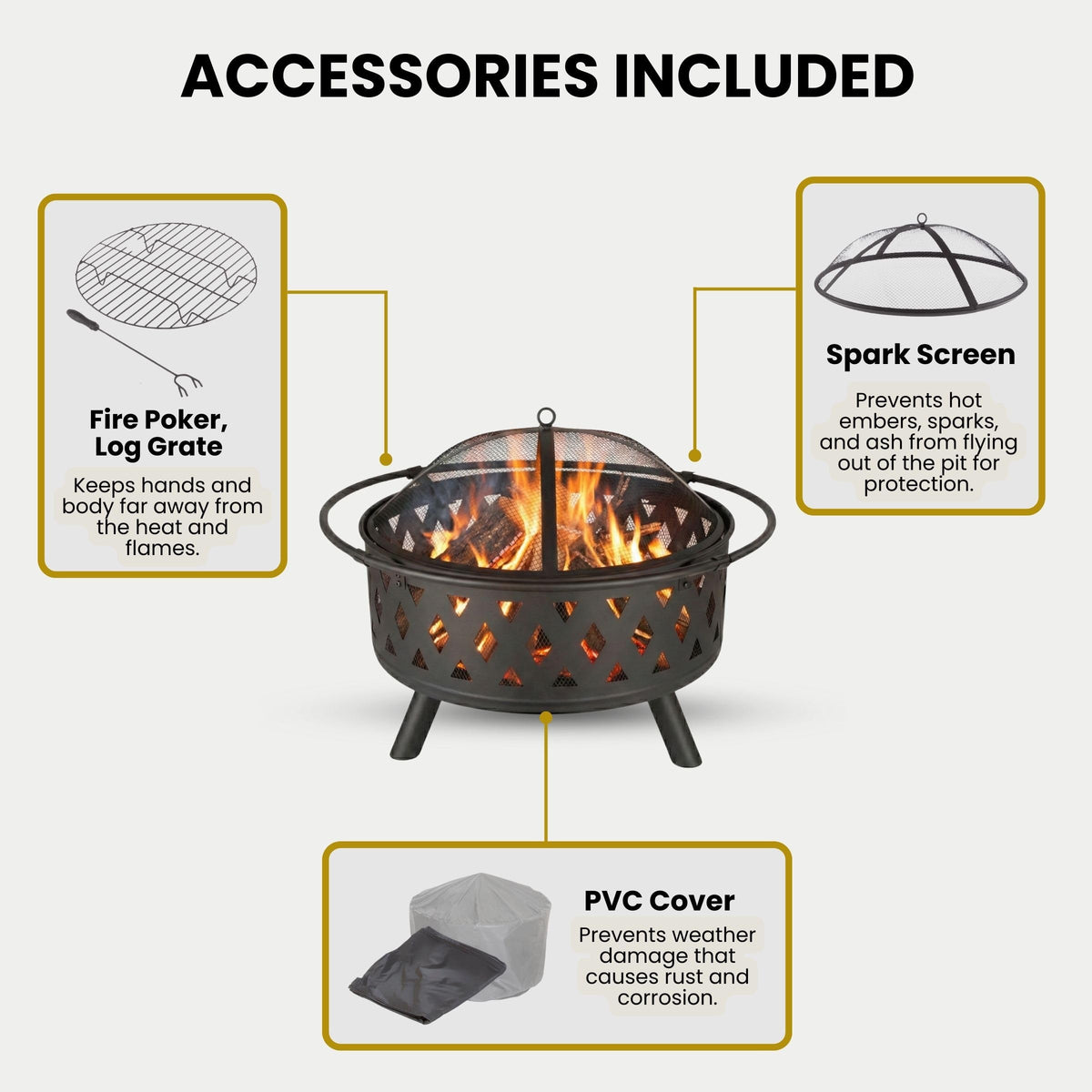 Pure Garden log grate supports efficient airflow and ash control