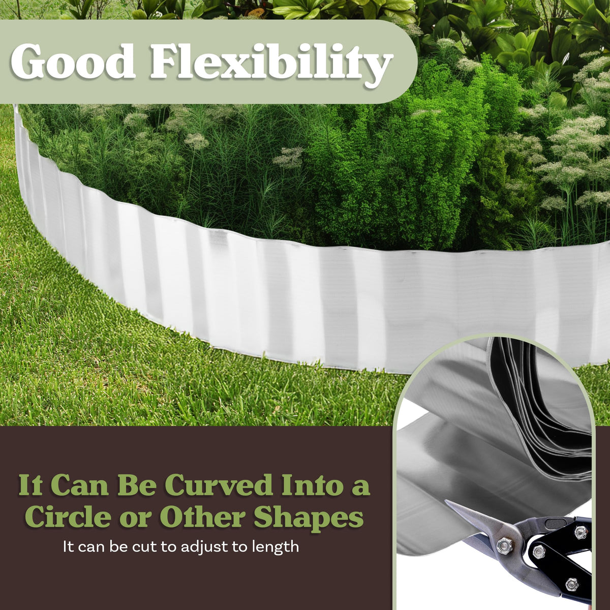 Pure Garden galvanized steel border assembly creates durable, weatherproof landscape outline.