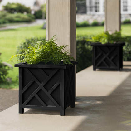 Pure Garden lattice-planter-box 2pack front view shows farmhouse charm for porches and outdoor décor.