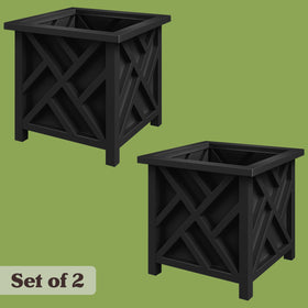 Pure Garden lattice-planter-box 2pack side view highlights sturdy base for outdoor resilience.