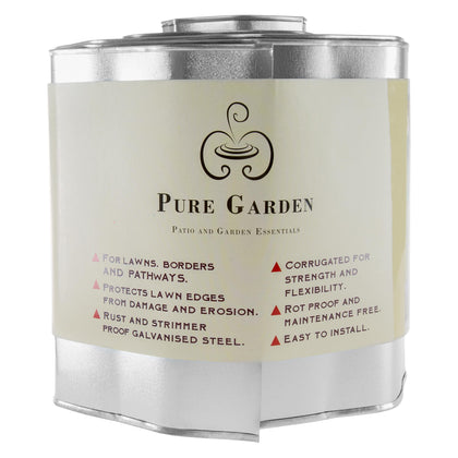 Pure Garden metal edging border roll defines a clean lawn edge for tidy borders.