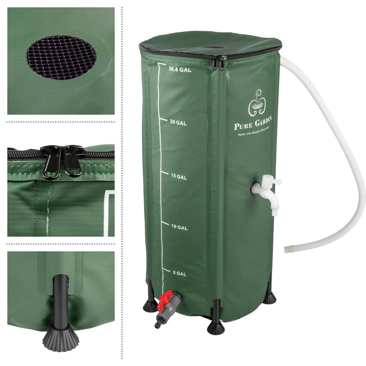 Pure Garden rain barrel collapsible design allows compact storage when not in use.