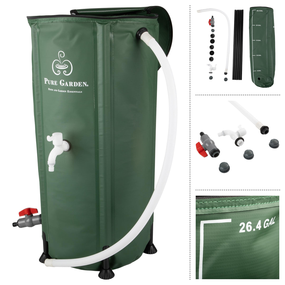 Pure Garden rain barrel dimensions help plan your setup in compact spaces.