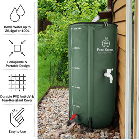 Pure Garden rain barrel durable PVC construction withstands outdoor use.