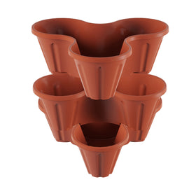 Pure Garden stacking planter tower front view, compact 3-tier space saver.