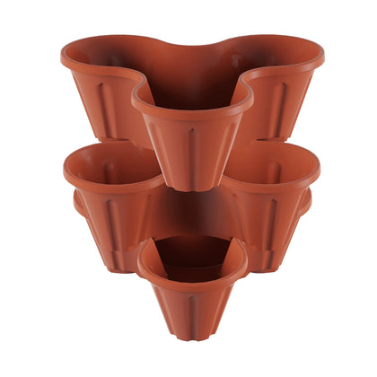 Pure Garden stacking planter tower front view, compact 3-tier space saver.