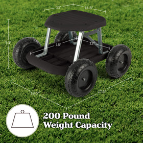 Pure Garden tool tray under-seat keeps small tools within reach.
