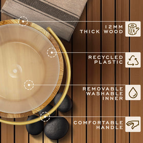 4L capacity cedar bucket with black titanium accents for durability