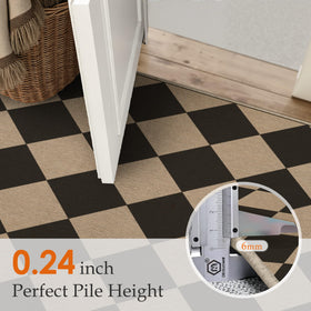 PureCozy 3x5 checkered rug on doorway scene highlighting versatile transition