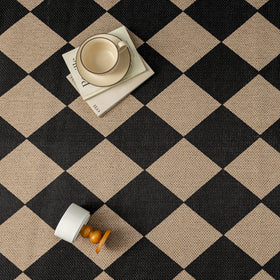 PureCozy 3x5 checkered rug with anti-slip backing emphasizing safety