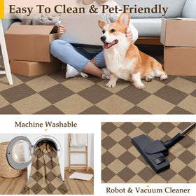 PureCozy 4x6 checkered easy jute area rug dining room defines space