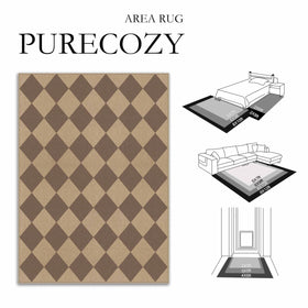 PureCozy 4x6 checkered easy jute area rug dorm backyard suitability