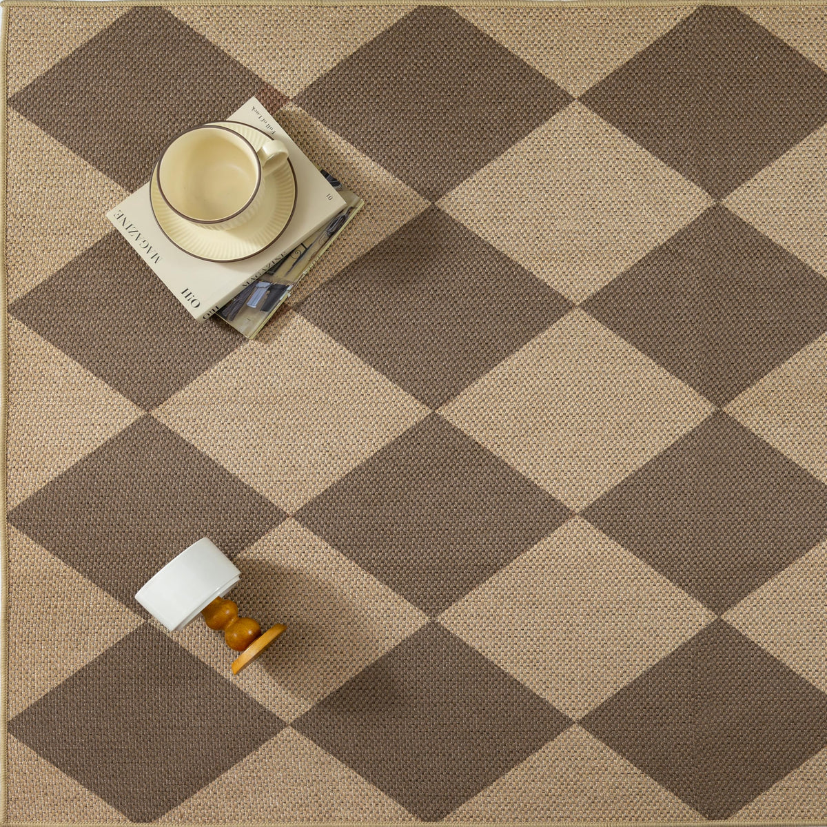 PureCozy 4x6 checkered easy jute area rug folded packaging delivery note