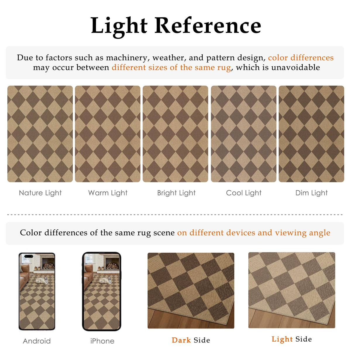 PureCozy 4x6 checkered easy jute area rug indoor outdoor versatility