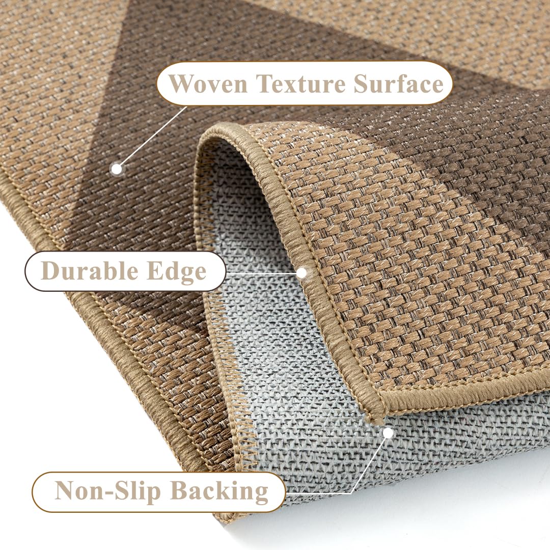 PureCozy 4x6 checkered easy jute area rug washable for easy cleaning