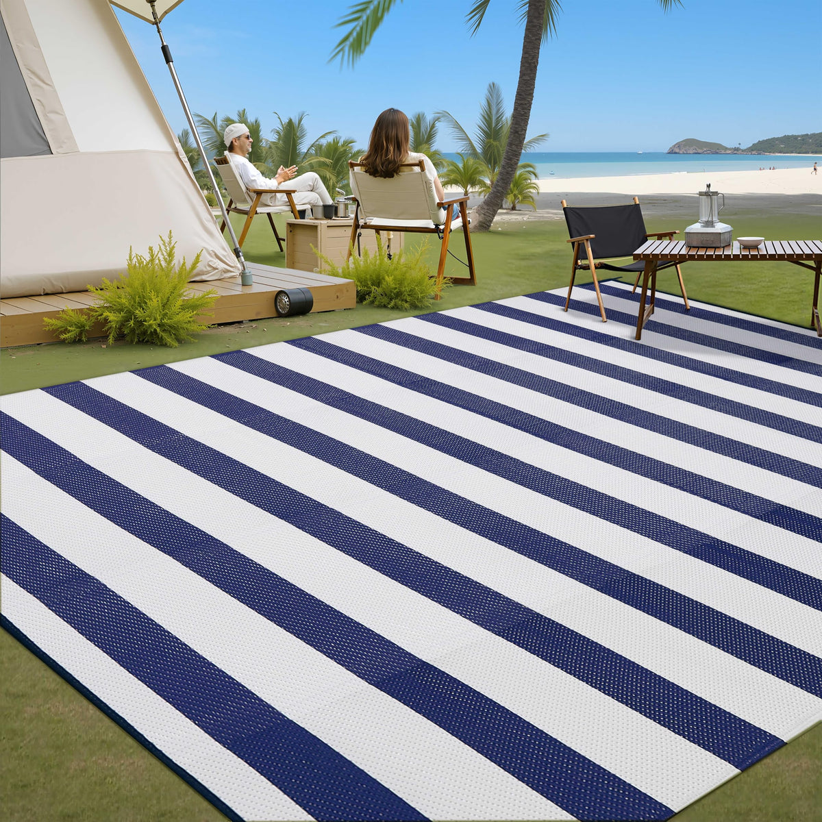 PureCozy camping and RV rug suits beach and travel setups.