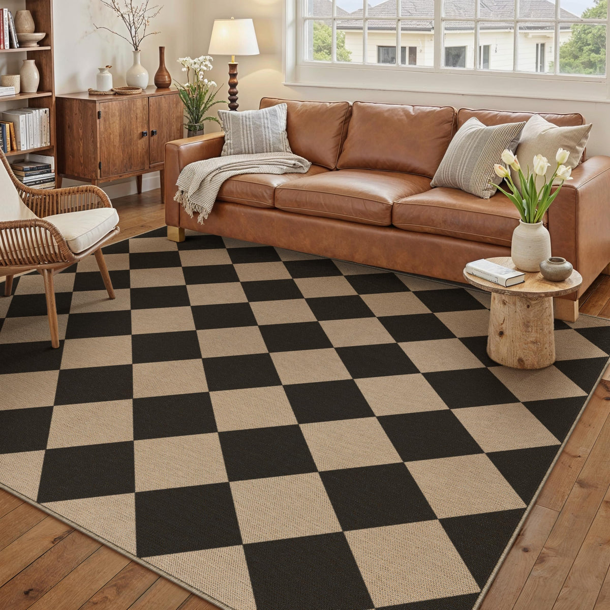 PureCozy outdoor patio rug offers stylish versatility and easy maintenance.
