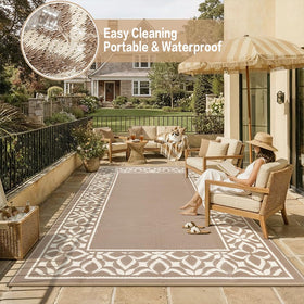 PureCozy rug outdoor water drainage feature keeps surface dry after rain