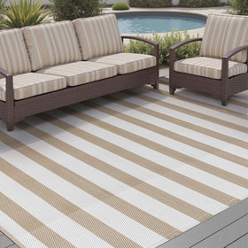 PureCozy outdoor rug reversible design offers two looks