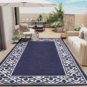 PureCozy 9x12 patio rug enhancing outdoor space with easy maintenance