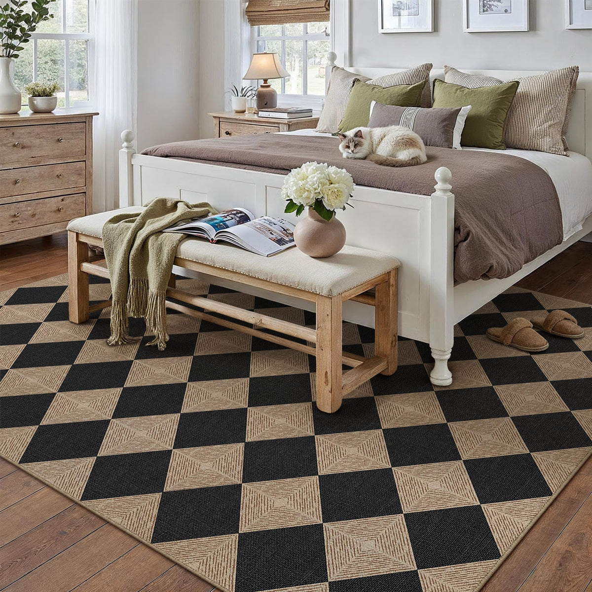 PureCozy textured rug adds warmth to dining rooms and entryways.