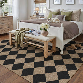 PureCozy textured rug adds warmth to dining rooms and entryways.