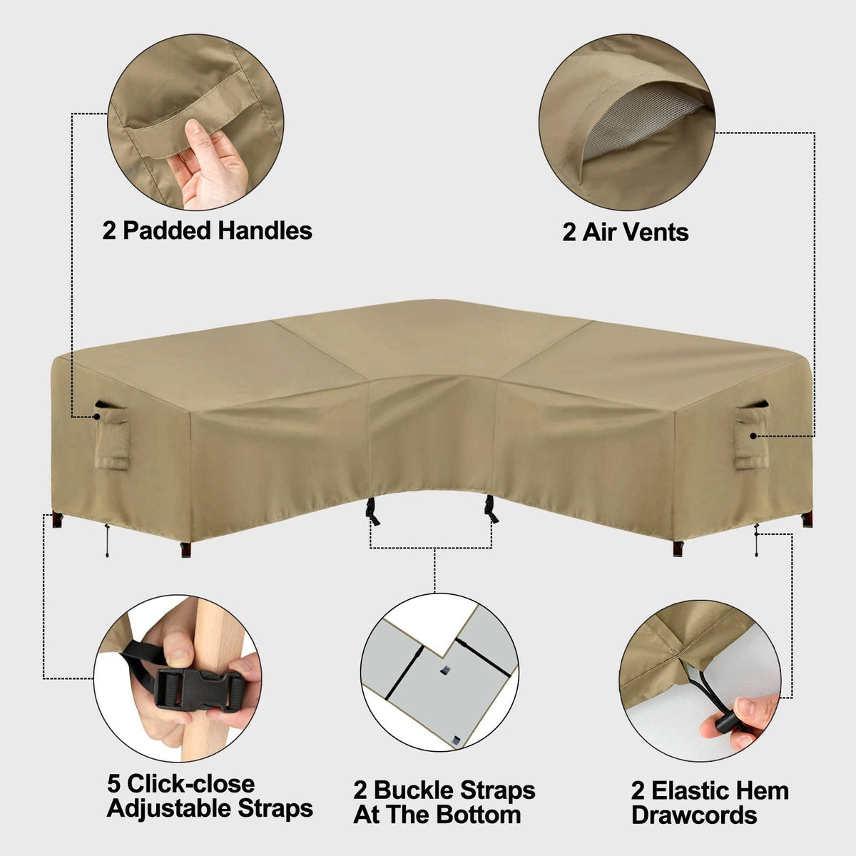 PureFit all-season protection on a V-shaped sofa outdoors