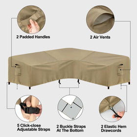 PureFit all-season protection on a V-shaped sofa outdoors