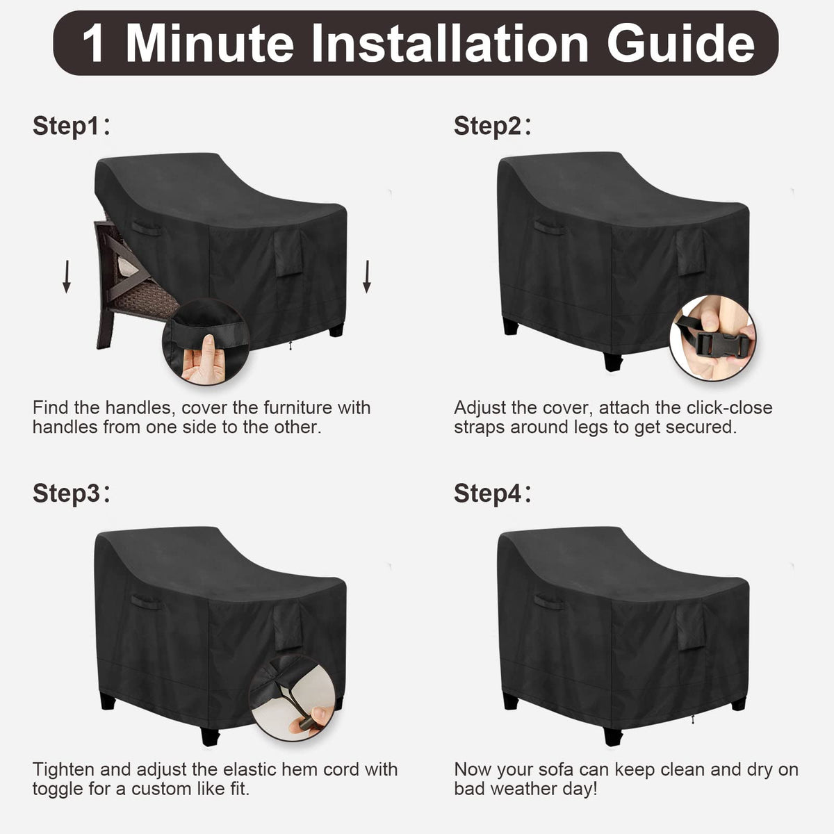 PureFit cover demonstrated for chairs up to 28W x 30D x 31H inches
