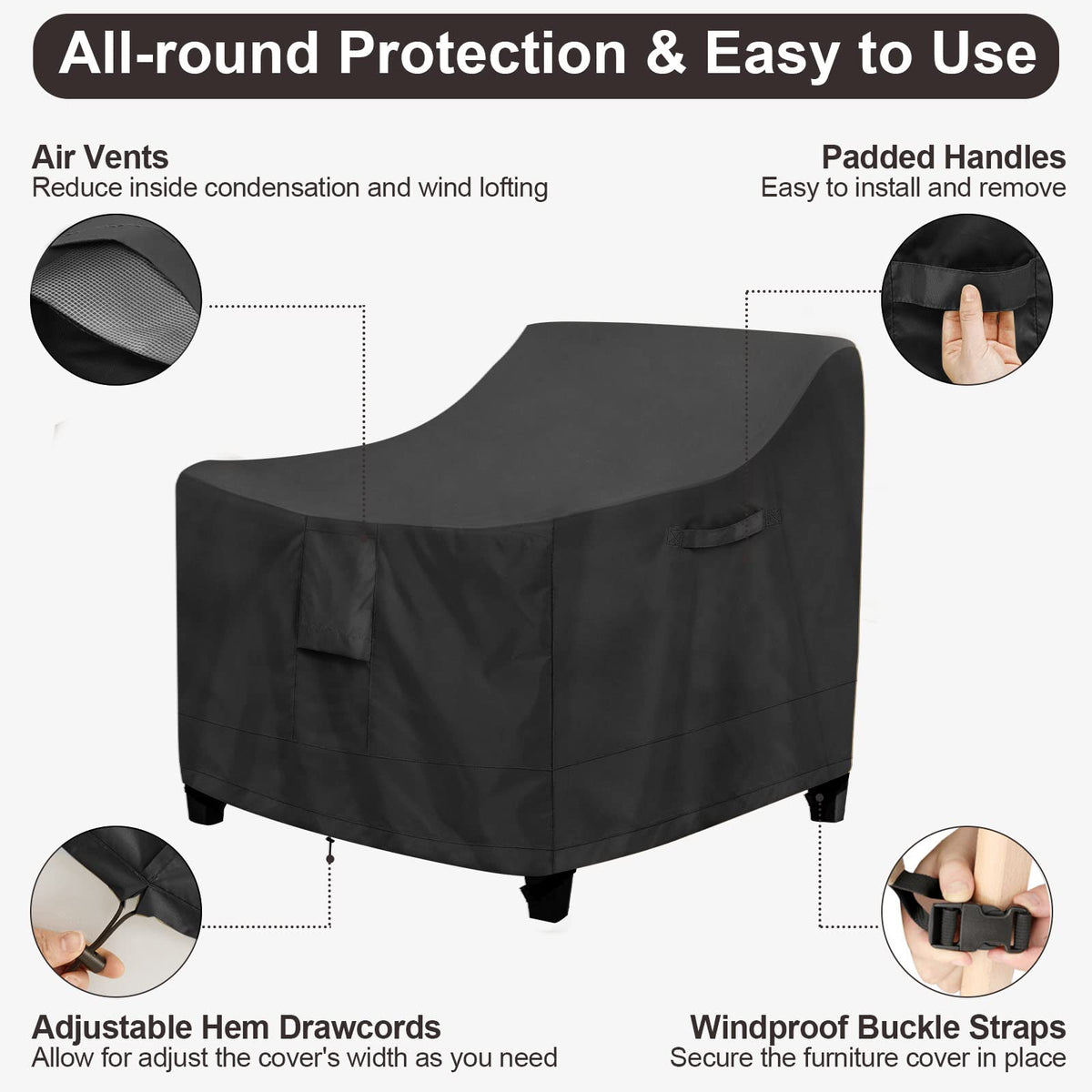 PureFit fits chairs up to 35W x 38D x 31H inches