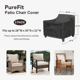 PureFit outdoor chair covers back view; UV resistance guards against fading.