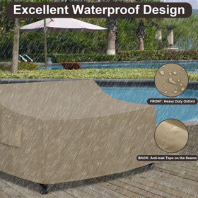 PureFit outdoor couch cover with padded handles for quick placement.