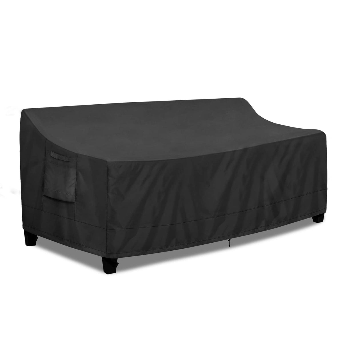 PureFit outdoor couch cover protects the 3-seater from rain, sun, and dust.