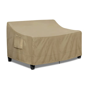 PureFit waterproof outdoor couch cover protecting a 2-seater from rain and dust.