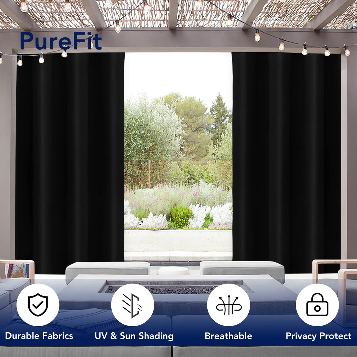 PureFit UV fade resistant fabric blocks sun and preserves color.