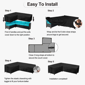 PureFit Outdoor Sectional Sofa Cover easy install with padded handles keeps setup quick.