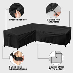 PureFit Outdoor Sectional Sofa Cover elastic hem cord ensures a snug, uniform fit.