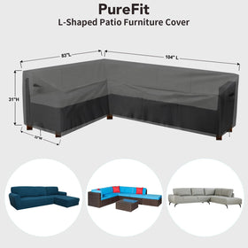 PureFit Outdoor Sectional Sofa Cover waterproof fabric keeps cushions dry during storms.