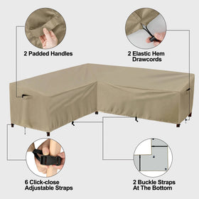 PureFit wind-resistant straps keep the sofa cover anchored during breezy days.