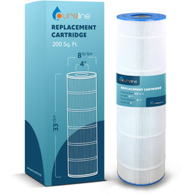PureLine pool replacement cartridge front view highlighting filtration efficiency.