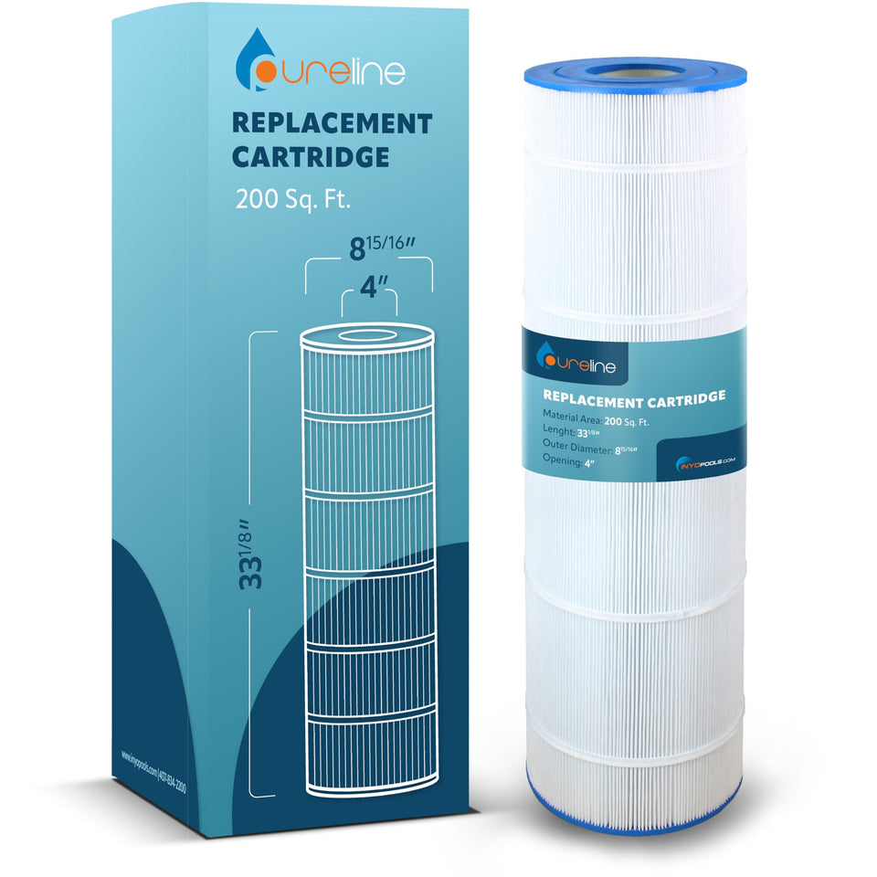 PureLine pool replacement cartridge front view highlighting filtration efficiency.