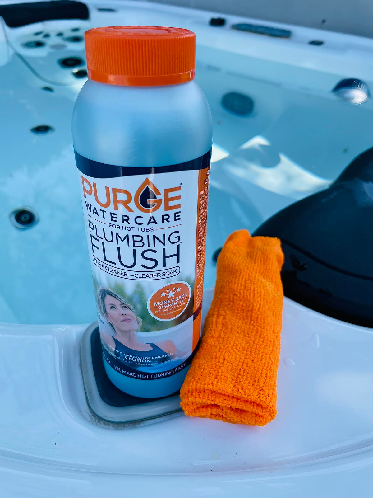 Purge Watercare Hot Tub Flush ready water quality indicates clearer spa water after treatment