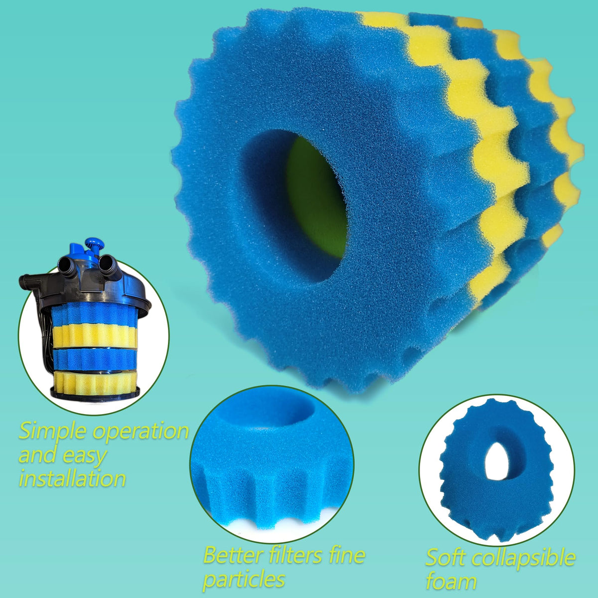 PurifyLogix four-pack sponge filter pads for ready replacement media.