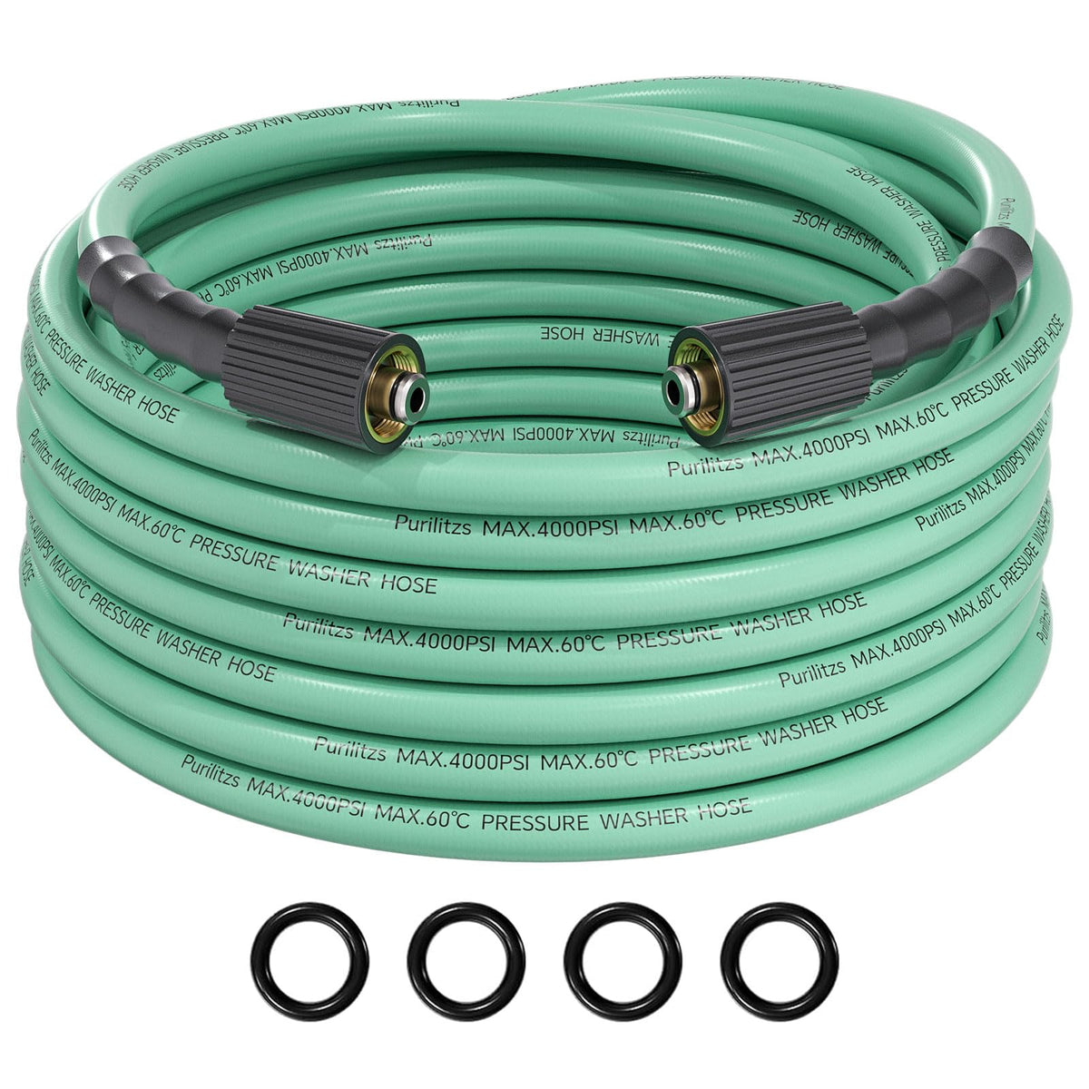 Purilitzs 25ft hose with M22 fittings for seamless high-pressure connections.