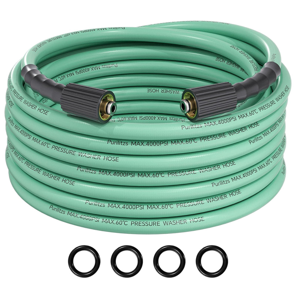 Purilitzs 25ft hose with M22 fittings for seamless high-pressure connections.