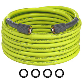 Purilitzs 25ft pressure-washer hose ready for extended outdoor cleaning