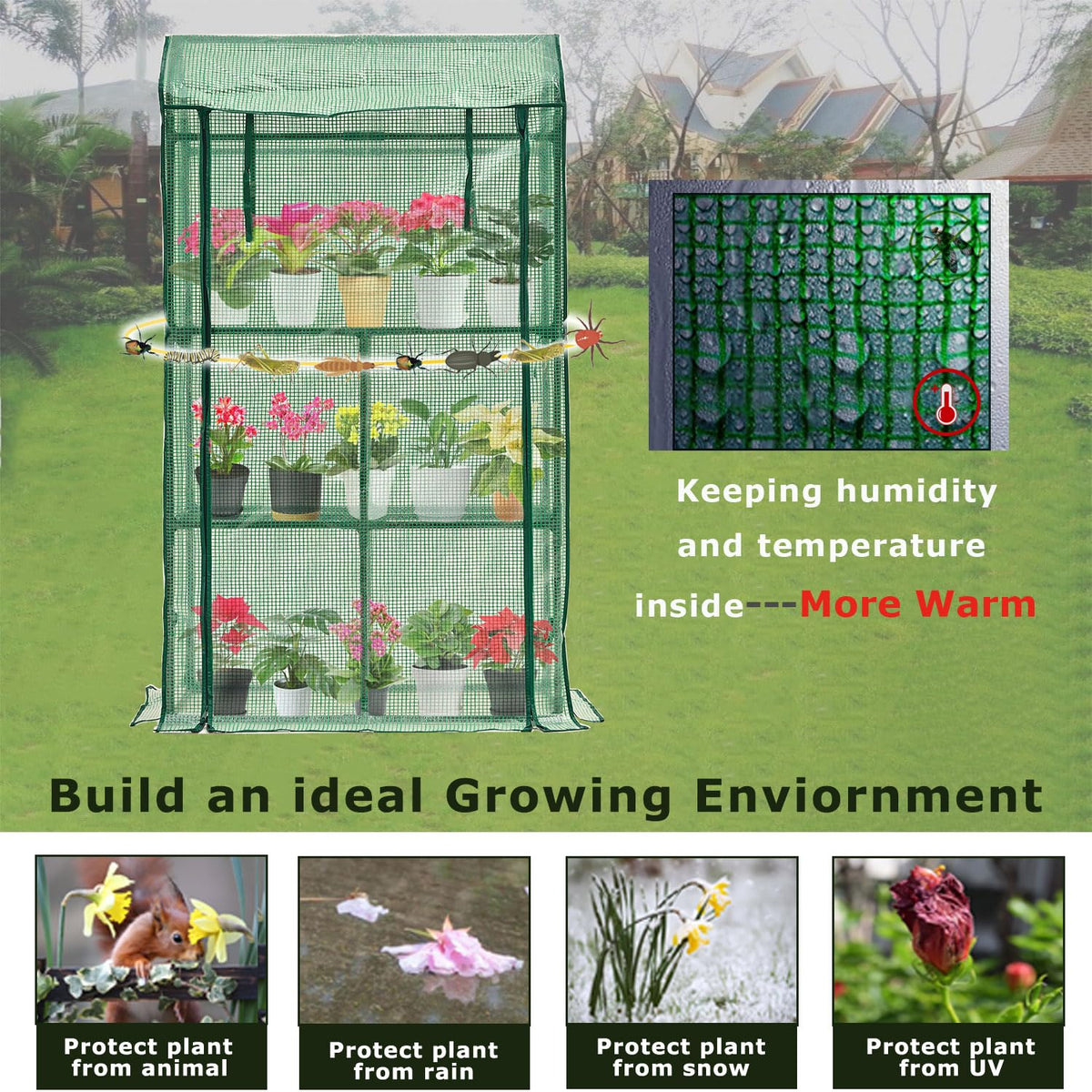 Purlyu mini tabletop greenhouse transparent cover lets light through while protecting plants